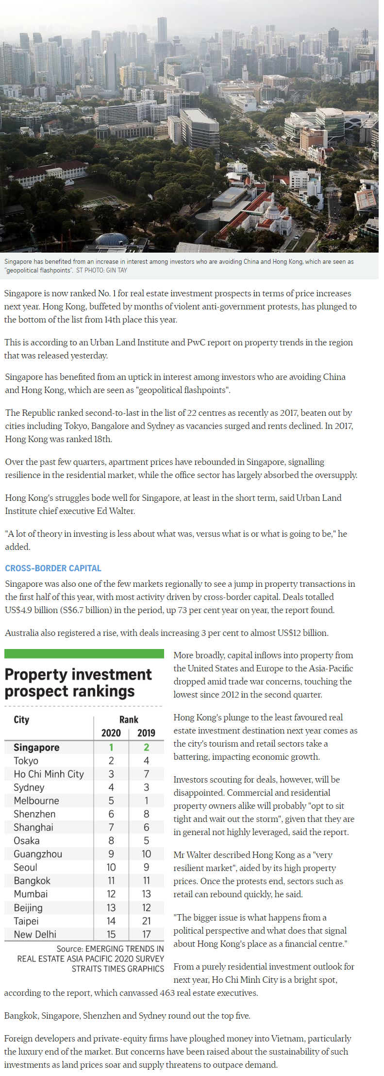 The Landmark - Singapore Tops Region For Property Investment Prospects